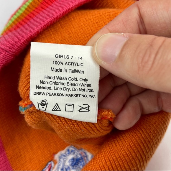 The Cat In The Hat Colorful Orange Red Stripe Hat Beanie Girl 7-14 - Picture 9 of 9